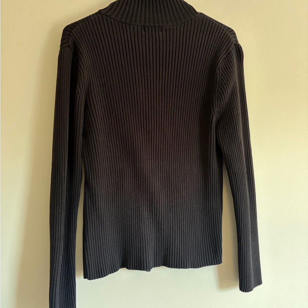 L.L. Bean Charcoal Ribbed Double Zip-Up Sweater - Picture 3 of 3